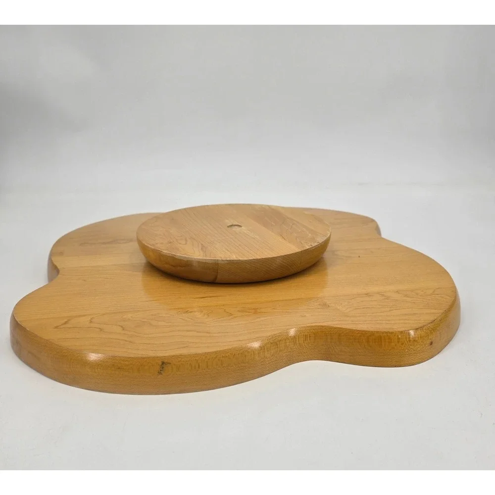 Vintage Wood Lazy Susan Divided Serving Tray 18